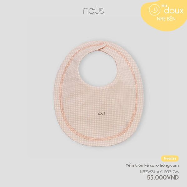  Yếm tròn kẻ caro hồng cam 