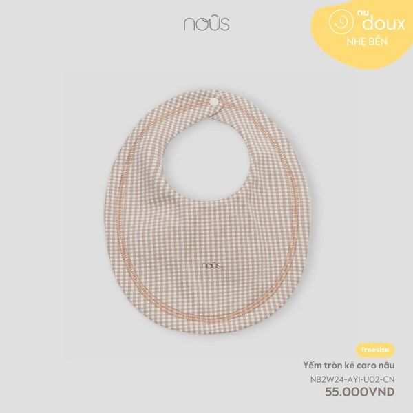  Yếm tròn kẻ caro nâu 