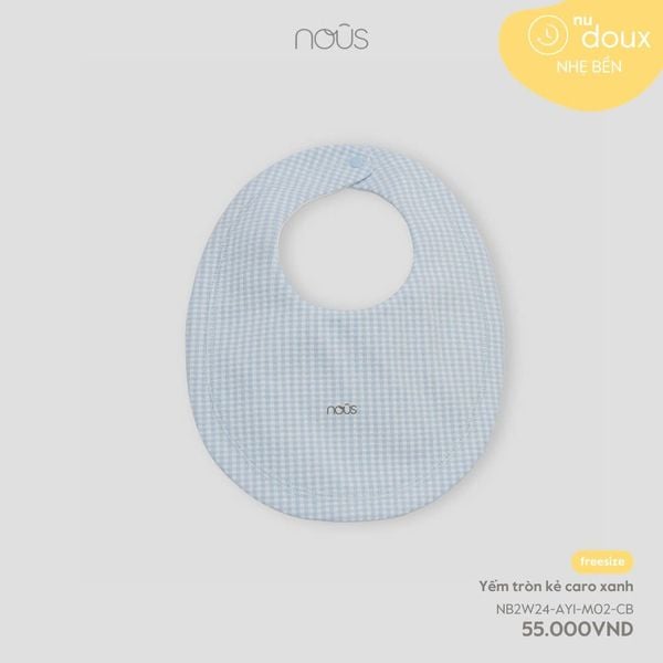  Yếm tròn kẻ caro xanh 