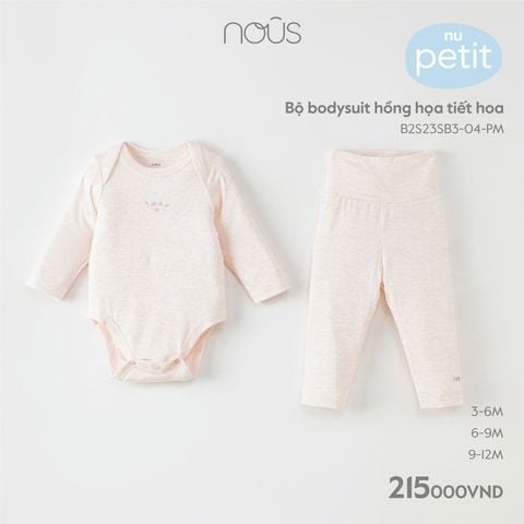  Bộ bodysuit hồng họa tiết hoa 