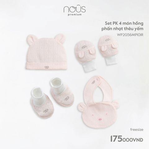  Set PK 4 món hồng phấn nhạt thêu yếm 