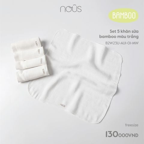  Set 5 khăn sữa bamboo màu trắng 