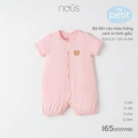  Bộ liền cộc màu hồng cam in hình gấu 