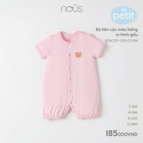  Bộ liền cộc màu hồng in hình gấu 