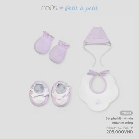  Set phụ kiện 4 món màu tím trắng 