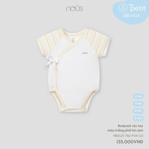  Bodysuit cộc tay màu trắng PHỐI kẻ cam F04 