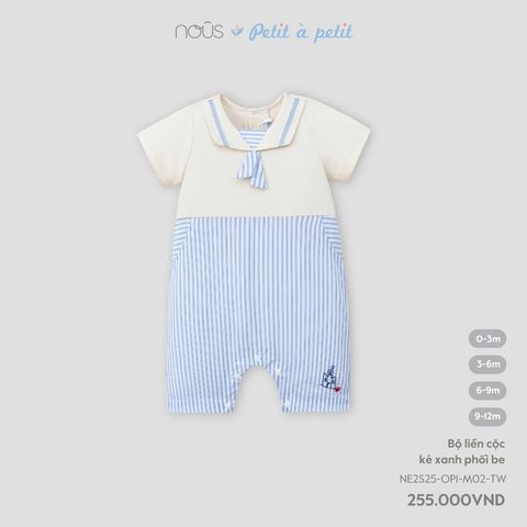  Bộ liền cộc kẻ xanh phối be 