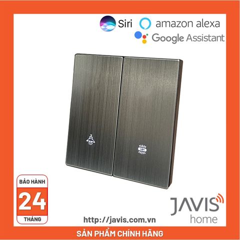 Công tắc Zigbee JAVIS 2 nút bấm cơ vuông mặt phủ nhôm Luxury cao cấp