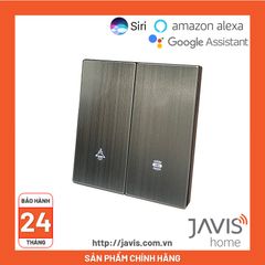 Công tắc Zigbee JAVIS 2 nút bấm cơ vuông mặt phủ nhôm Luxury cao cấp