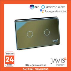 Công tắc Zigbee JAVIS 2 nút chữ nhật xám hạt dẻ mặt gương cao cấp