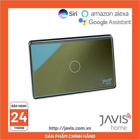 Công tắc Zigbee JAVIS 1 nút chữ nhật xám hạt dẻ mặt gương cao cấp
