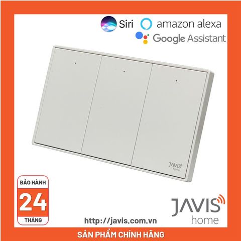 Công tắc Zigbee JAVIS 3 nút bấm cơ chữ nhật màu trắng