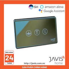 Công tắc Zigbee JAVIS 3 nút chữ nhật xám hạt dẻ mặt gương cao cấp