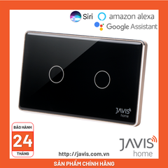 Công tắc Wifi JAVIS 2 nút chữ nhật đen viền vàng