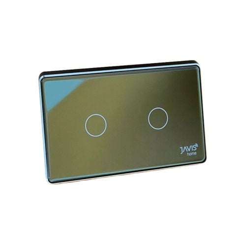 Công tắc Zigbee JAVIS 2 nút chữ nhật xám hạt dẻ mặt gương cao cấp
