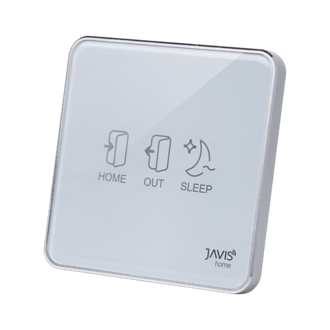 Nút kịch bản dán tường thông minh Javis trắng viền bạc