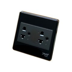 Ổ cắm âm tường JAVIS mặt kính vuông đen viền vàng