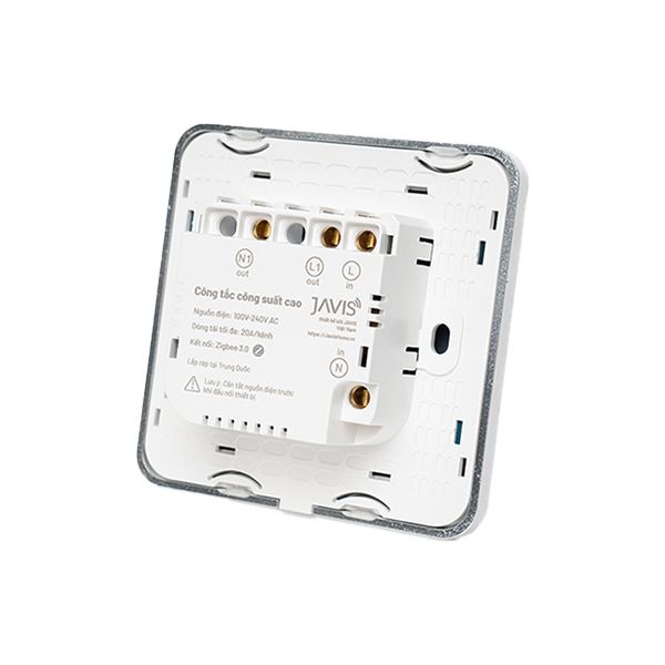 Công tắc bình nóng lạnh Zigbee JAVIS vuông trắng viền bạc