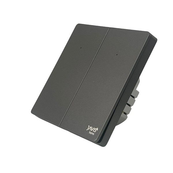 Công tắc Zigbee JAVIS 2 nút bấm cơ vuông màu xám
