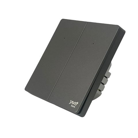Công tắc Zigbee JAVIS 2 nút bấm cơ vuông màu xám