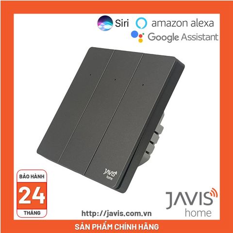 Công tắc Zigbee JAVIS 3 nút bấm cơ vuông màu xám