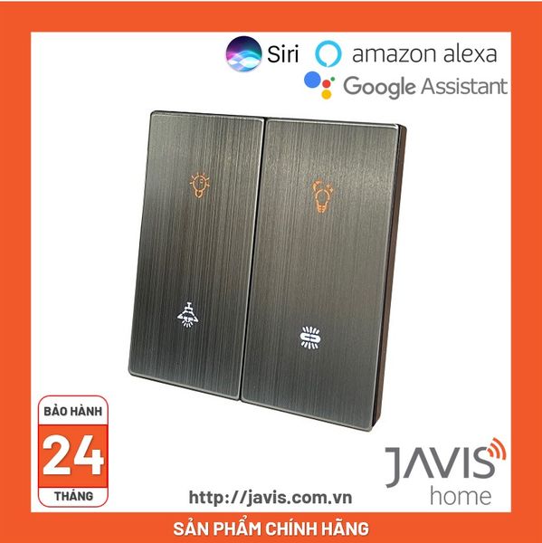 Công tắc Zigbee JAVIS 4 nút bấm cơ vuông mặt phủ nhôm Luxury cao cấp