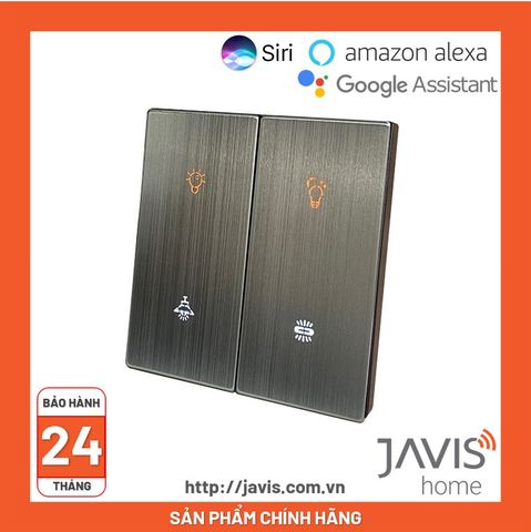 Công tắc Zigbee JAVIS 4 nút bấm cơ vuông mặt phủ nhôm Luxury cao cấp