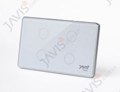 Công tắc Wifi JAVIS 4 nút chữ nhật trắng viền bạc