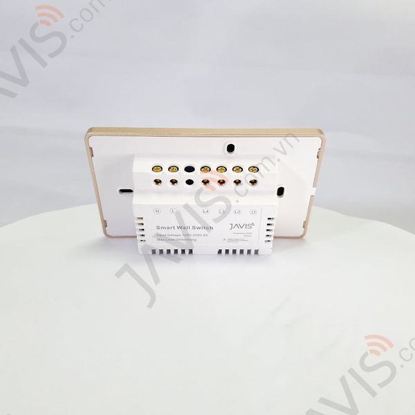 Công tắc Zigbee JAVIS 4 nút chữ nhật trắng viền bạc