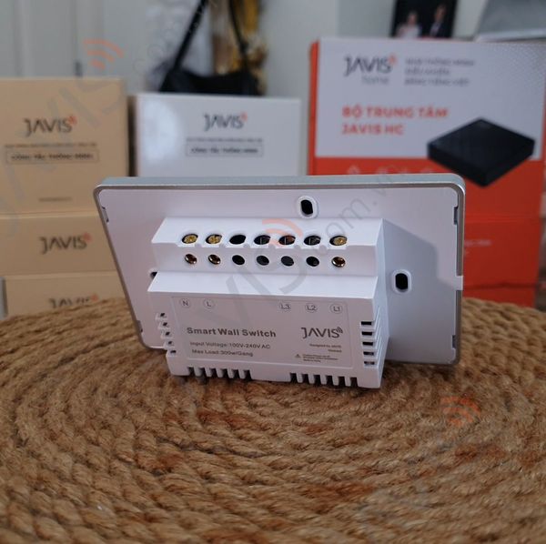 Công tắc Zigbee JAVIS 1 nút chữ nhật trắng viền bạc