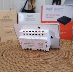 Công tắc Wifi JAVIS 2 nút chữ nhật trắng viền bạc