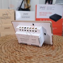 Công tắc Zigbee JAVIS 4 nút chữ nhật đen viền vàng