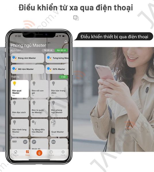 Công tắc Wifi JAVIS 3 nút vuông trắng viền bạc