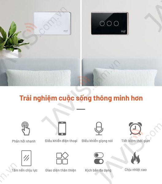 Công tắc Zigbee JAVIS 4 nút chữ nhật trắng viền bạc