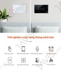 Công tắc Zigbee JAVIS 3 nút chữ nhật trắng viền bạc