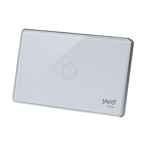 Công tắc Wifi JAVIS 1 nút chữ nhật trắng viền bạc