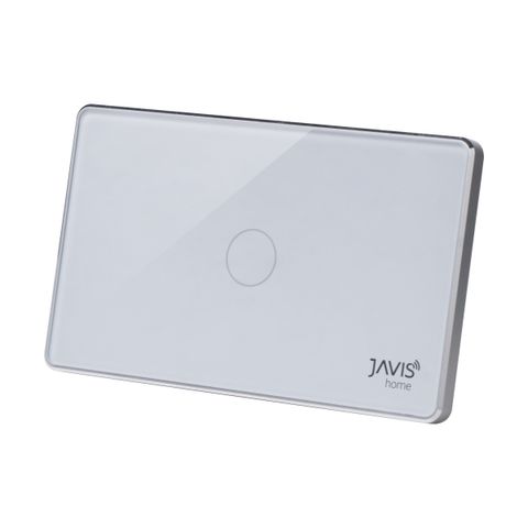 Công tắc Wifi JAVIS 1 nút chữ nhật trắng viền bạc