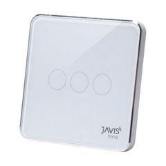 Công tắc Wifi JAVIS 3 nút vuông trắng viền bạc