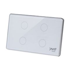 Công tắc Zigbee JAVIS 4 nút chữ nhật trắng viền bạc