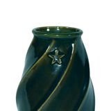  Vase_Bình hoa xoắn miệng tròn 23cm xanh rêu sao nổi 