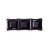  Noir - 3-compartment Sauce Dish 19.6 x 6.6 x 2.7cm - Dĩa chấm 3 ngăn 19.6 x 6.6 x 2.7cm đen có vệt 