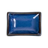  Saphir - Rectangular Sauce Dish 10.2 x 7 x 2.8cm - Dĩa chấm chữ nhật 10.2 x 7 x 2.8cm xanh viền nâu 