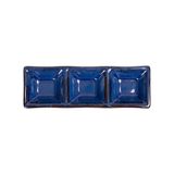  Saphir - 3-compartment Sauce Dish 19.6 x 6.6 x 2.7cm - Dĩa chấm 3 ngăn 19.6 x 6.6 x 2.7cm xanh viền nâu 