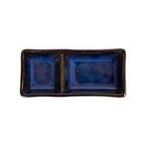  Saphir - 2-compartment Sauce Dish 15 x 7 x 3cm - Dĩa 2 ngăn 15 x 7 x 3cm xanh viền nâu 