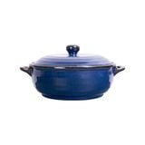 Saphir - Bowl w/ Lid 20cm - Thố có nắp sọc tròn 20cm xanh viền nâu 