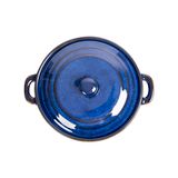  Saphir - Bowl w/ Lid 20cm - Thố có nắp sọc tròn 20cm xanh viền nâu 