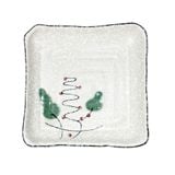  Blanche - Square Plate 17cm - Dĩa vuông 17cm phun vẽ lá 