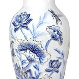  Vase_Bình hoa sen nổi 24cm xanh dương decal BCV 