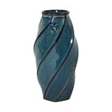 Vase_Bình hoa xoắn miệng tròn 23cm xanh viền nâu sao nổi 
