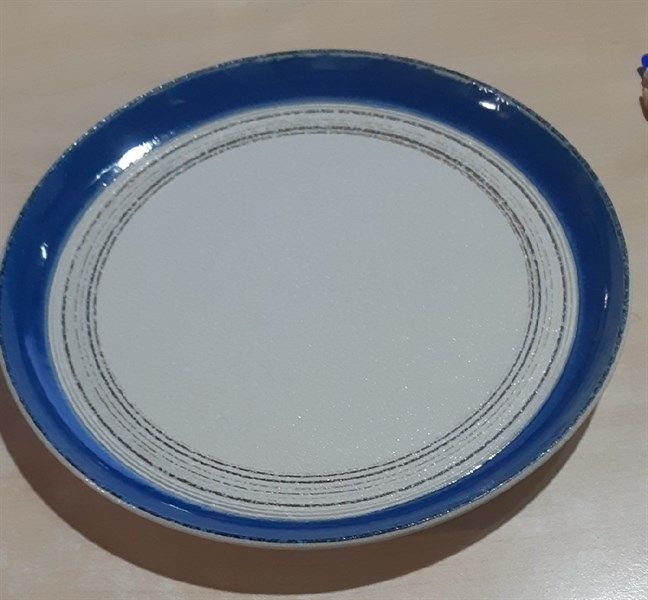  Blanche - Round Plate 28cm - Dĩa tròn vành 28cm lộc phát vành xanh dương lòng trắng 